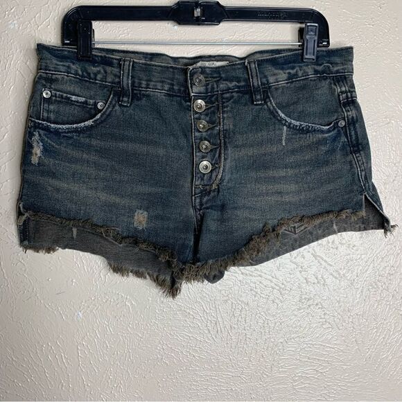 Free people runaway raw cut black brown denim shorts - Picture 3 of 9